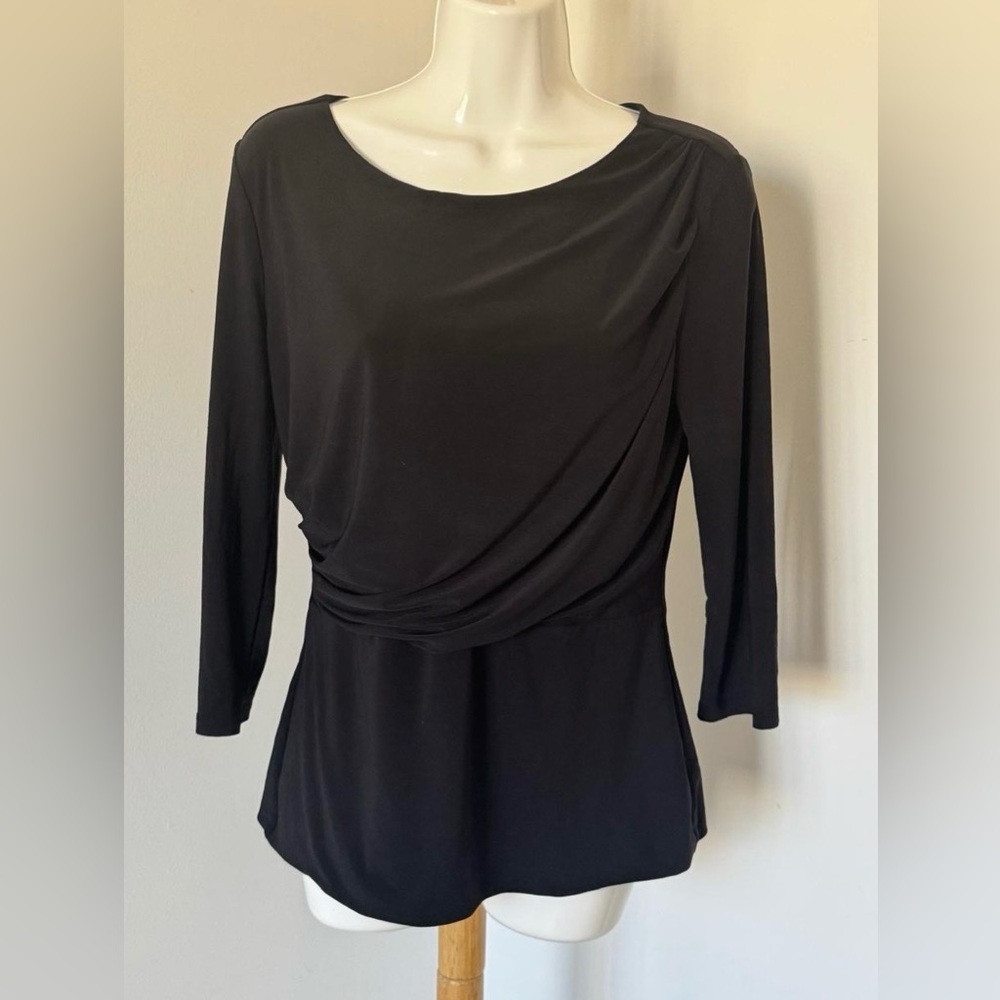 White House Black Market Draped Black Blouse
